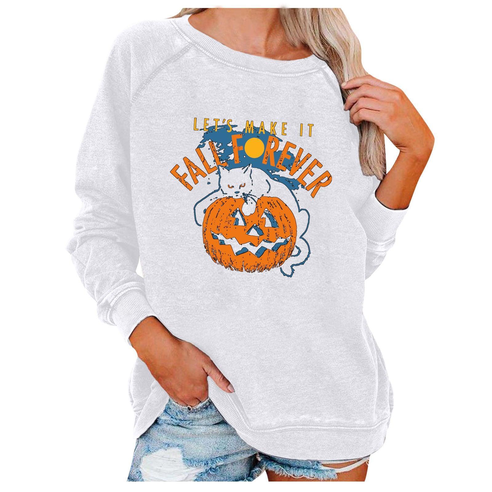 Loose Women's Tops Halloween Themed Sweatshirts - Nioor