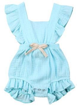 Lotus leaf lace sleeve bow baby dress - Nioor