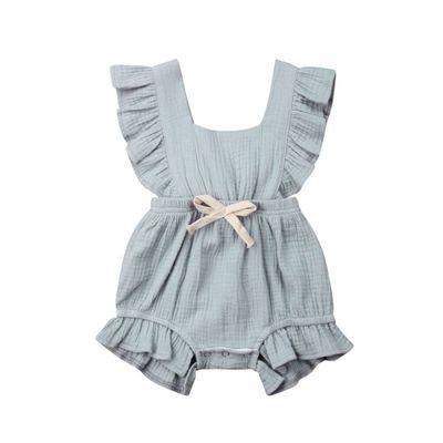 Lotus leaf lace sleeve bow baby dress - Nioor