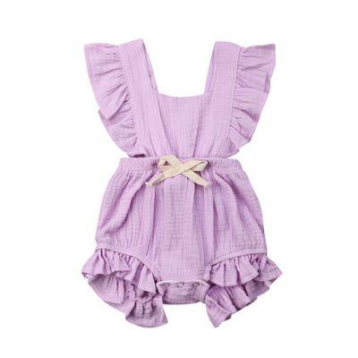 Lotus leaf lace sleeve bow baby dress - Nioor