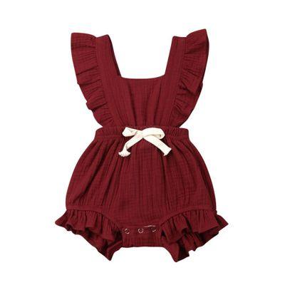 Lotus leaf lace sleeve bow baby dress - Nioor