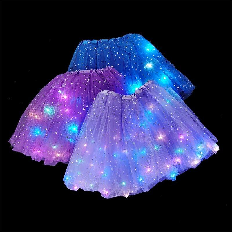 Magical & Luminous LED Princess Halloween Tutu Skirt Sequins Shiny Skirt - Nioor