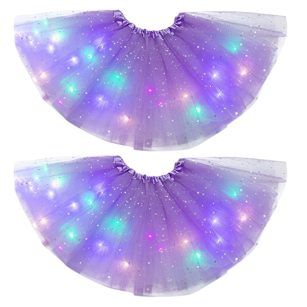 Magical & Luminous LED Princess Halloween Tutu Skirt Sequins Shiny Skirt - Nioor