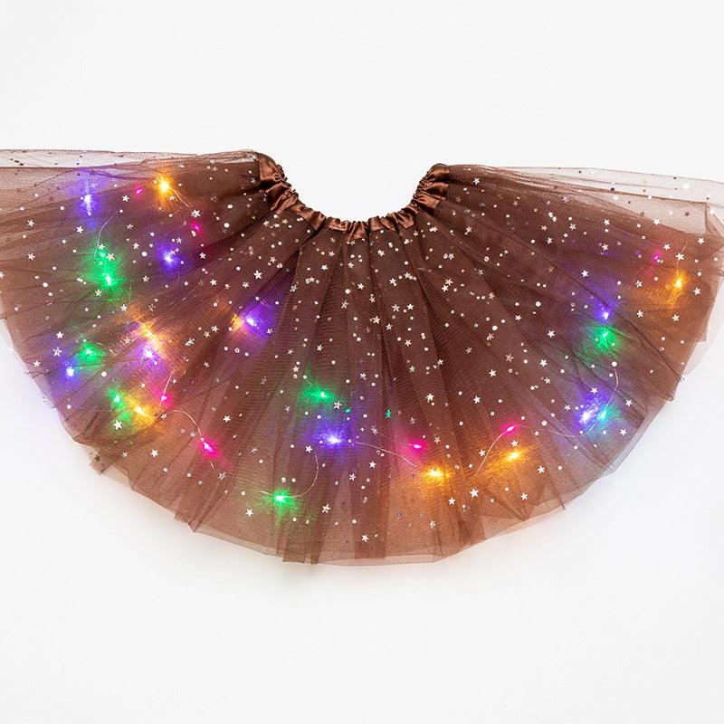 Magical & Luminous LED Princess Halloween Tutu Skirt Sequins Shiny Skirt - Nioor