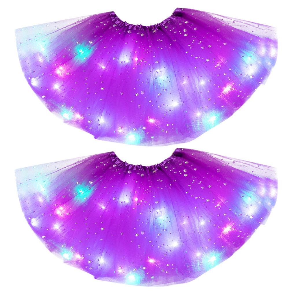 Magical & Luminous LED Princess Halloween Tutu Skirt Sequins Shiny Skirt - Nioor