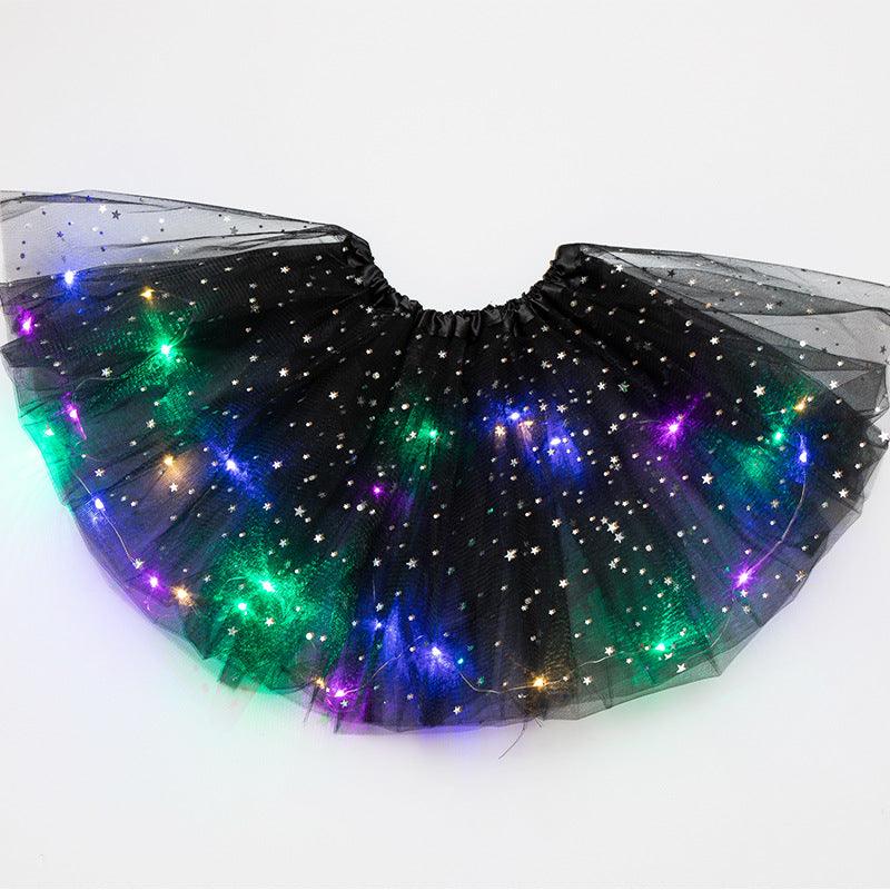 Magical & Luminous LED Princess Halloween Tutu Skirt Sequins Shiny Skirt - Nioor