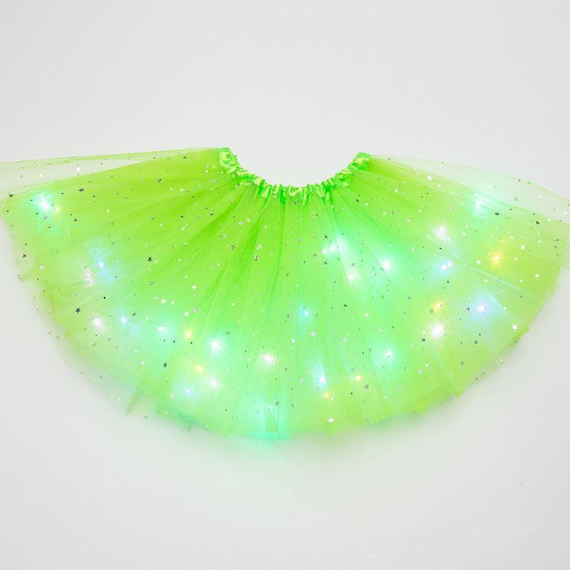 Magical & Luminous LED Princess Halloween Tutu Skirt Sequins Shiny Skirt - Nioor