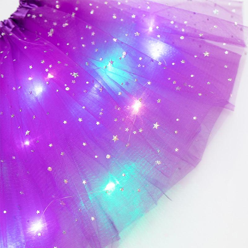 Magical & Luminous LED Princess Halloween Tutu Skirt Sequins Shiny Skirt - Nioor