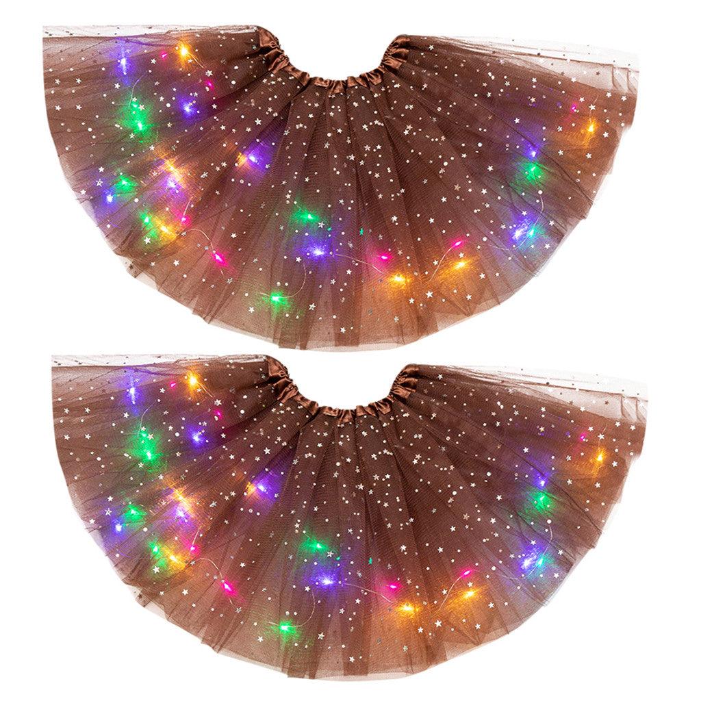 Magical & Luminous LED Princess Halloween Tutu Skirt Sequins Shiny Skirt - Nioor