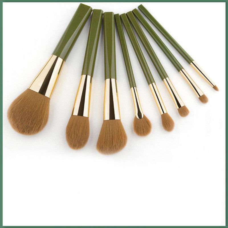 Makeup Brush Set Soft 8 Green Shimmering Brushes - Nioor