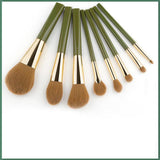 Makeup Brush Set Soft 8 Green Shimmering Brushes - Nioor