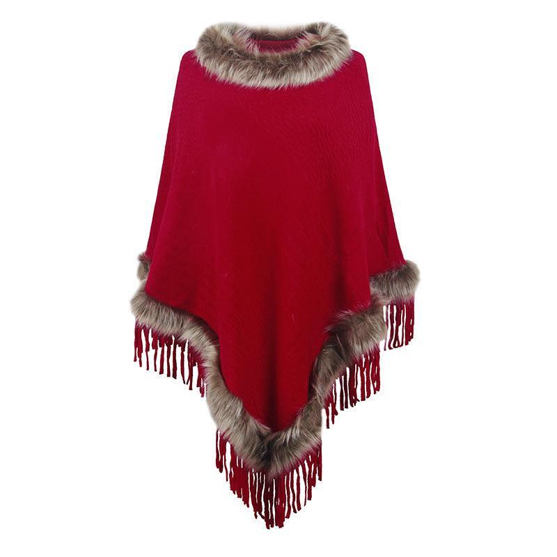 Mao Mao Yu Foreign Trade Knitted Tassel Cloak For Women - Nioor