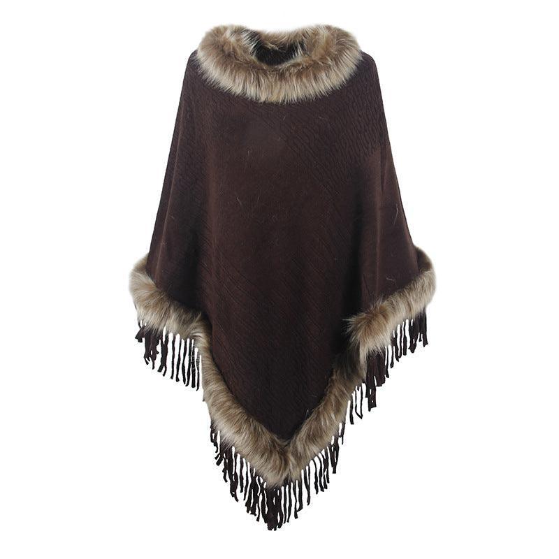 Mao Mao Yu Foreign Trade Knitted Tassel Cloak For Women - Nioor