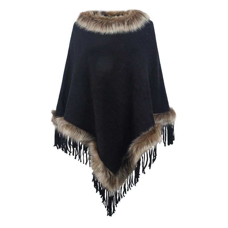 Mao Mao Yu Foreign Trade Knitted Tassel Cloak For Women - Nioor