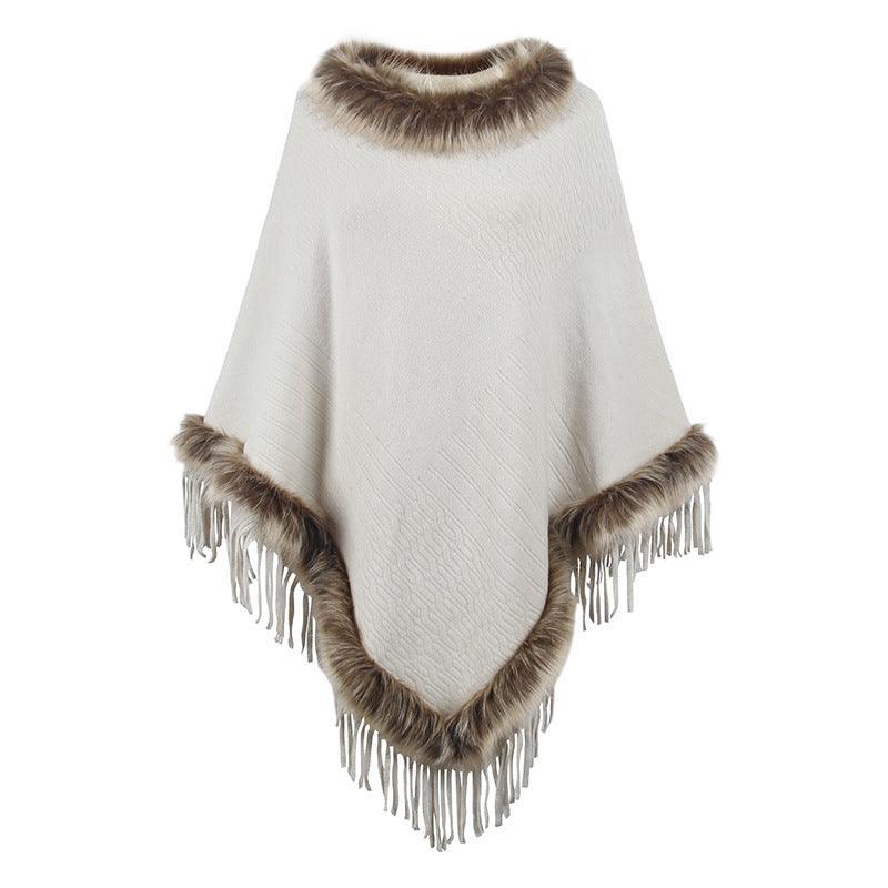 Mao Mao Yu Foreign Trade Knitted Tassel Cloak For Women - Nioor