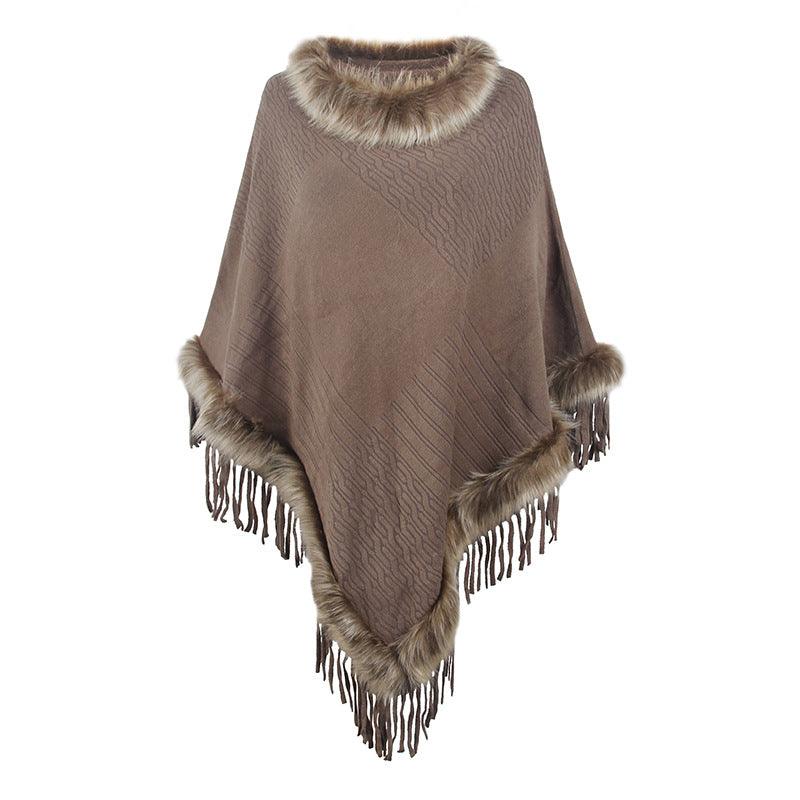 Mao Mao Yu Foreign Trade Knitted Tassel Cloak For Women - Nioor