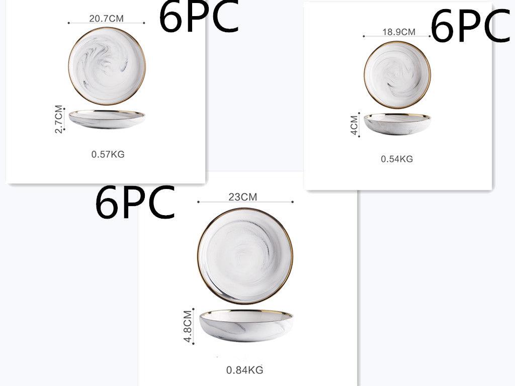 Marble Tableware Bowls Plates Rice - Nioor