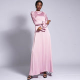 Matte Satin Drill Buckle Long Dress - Nioor