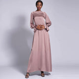 Matte Satin Drill Buckle Long Dress - Nioor