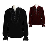 Medieval Gothic Style Loose Dress Velvet Material Vintage Long Sleeve Shirt Men - Nioor