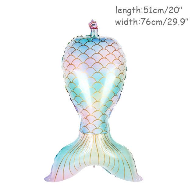 Mermaid Theme Latex Aluminum Foil Shell Fishtail Balloon - Nioor