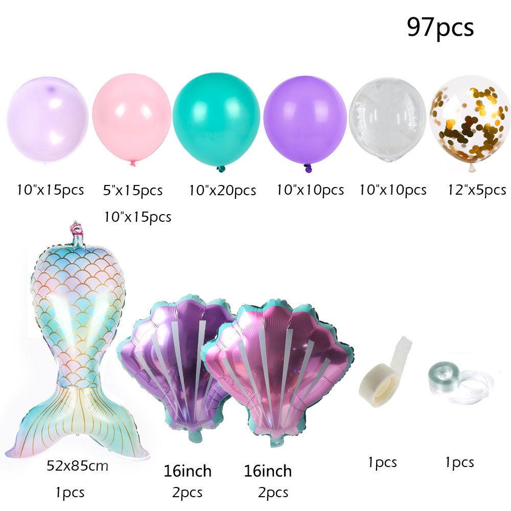 Mermaid Theme Latex Aluminum Foil Shell Fishtail Balloon - Nioor