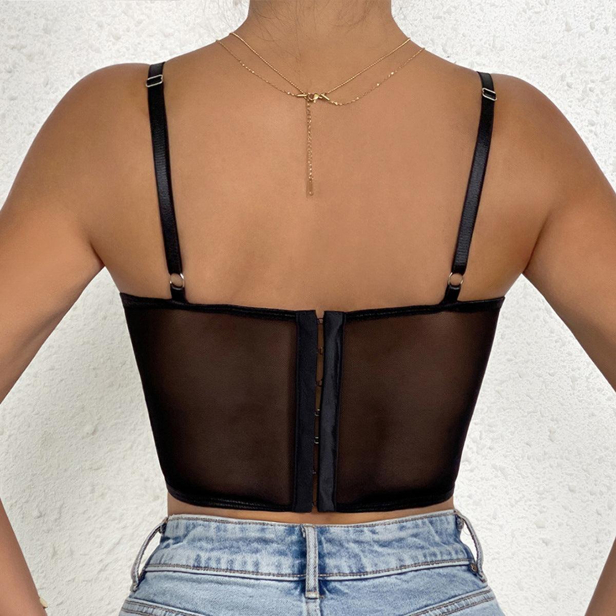 Mesh Bare Midriff Slim Fit Sling - Nioor