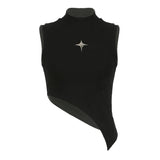 Metal Five-pointed Star High Neck Irregular Slimming Base Vest - Nioor