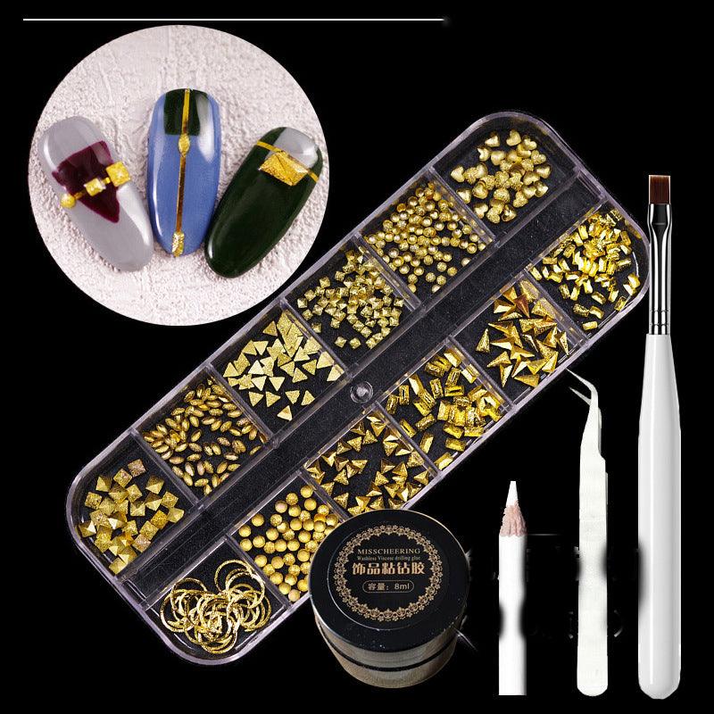 Metal Rivets Rhinestone Nail Decorations Mixed Box - Nioor