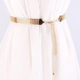 Metal Wave Pattern Woven Belt Women's Waist Chain Simple Dress Belt - Nioor