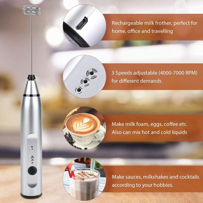 Milk Frother Electric Egg Beater USB Charging Mixer For Coffee Drink Portable - Nioor