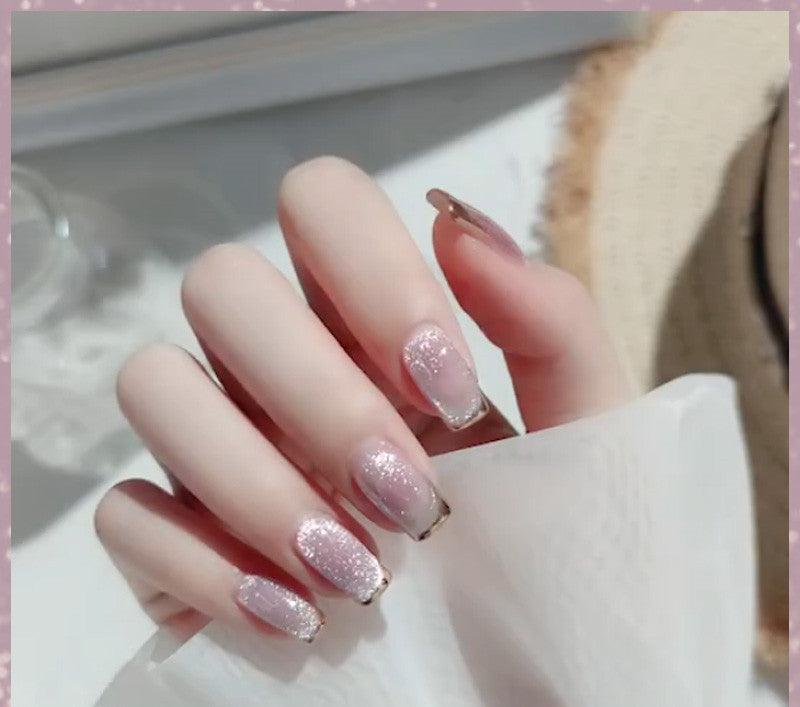 Milk Tea Crystal Stone Cat Eye Nail Polish - Nioor