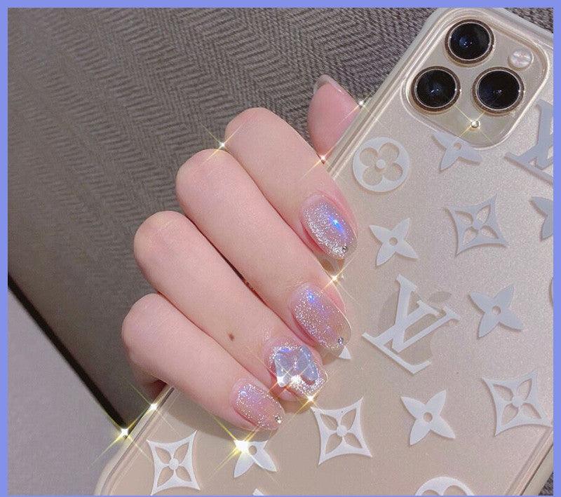 Milk Tea Crystal Stone Cat Eye Nail Polish - Nioor