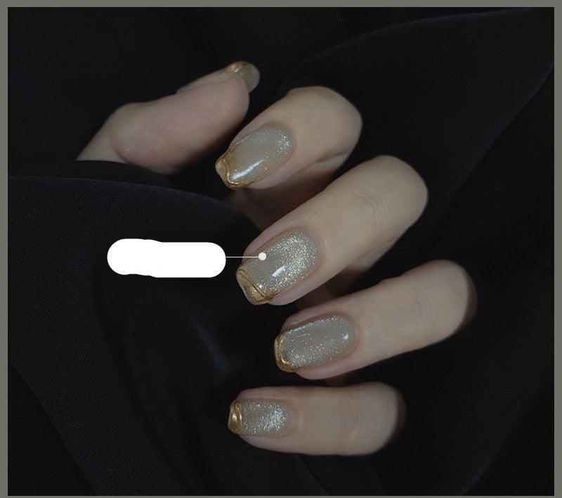 Milk Tea Crystal Stone Cat Eye Nail Polish - Nioor