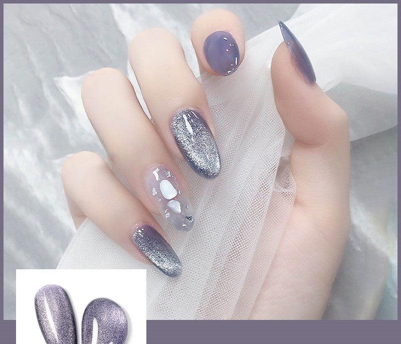 Milk Tea Crystal Stone Cat Eye Nail Polish - Nioor