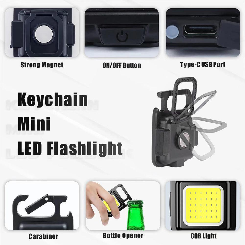 Mini Portable Flashlight Rechargeable Glare COB Keychain Light LED Work Light USB Charge Emergency Lamps Outdoor Camping Light - Nioor