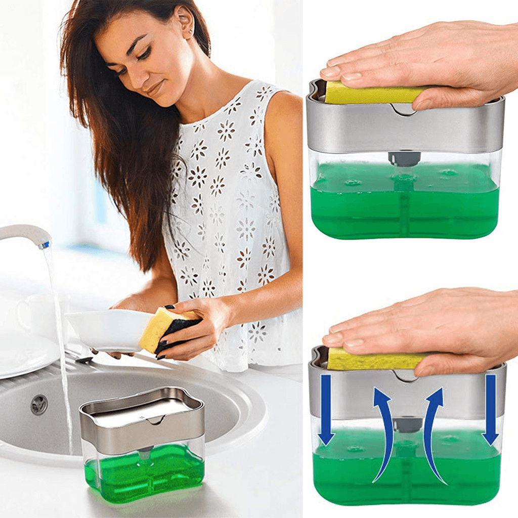 Multifunction Soap Dispenser Sponge Caddy Non-toxic Odorless Dispenser Kitchen Rack Creative Bathroom Washing Soap Storage Box - Nioor