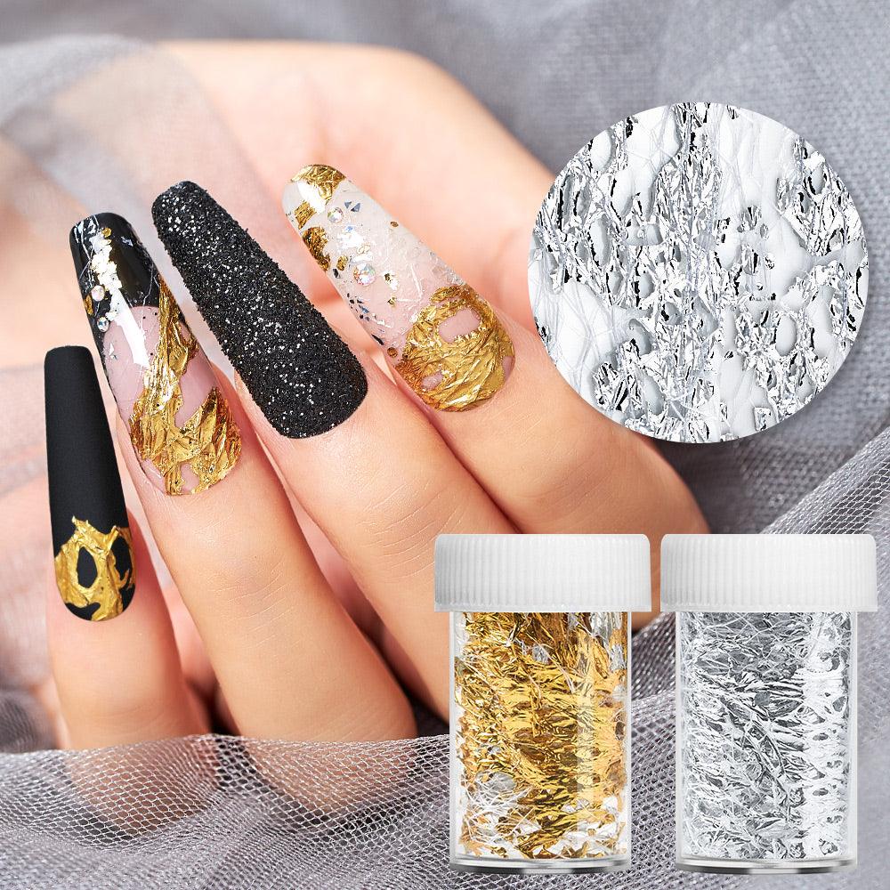 Nail Art Gold Foil Paper Sally Mesh Gold and Silver Foil Mesh Gold Thread - Nioor