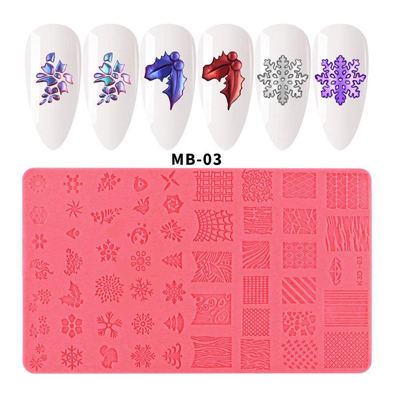 Nail Art Silicone Printing Template Plastic Template 3D Relief - Nioor