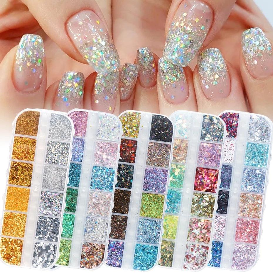 Nail Gold And Silver Glitter Laser Sequins - Nioor