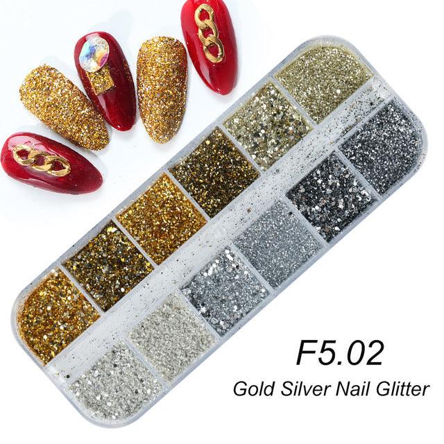 Nail Gold And Silver Glitter Laser Sequins - Nioor