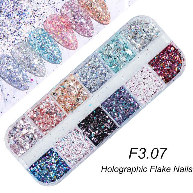 Nail Gold And Silver Glitter Laser Sequins - Nioor