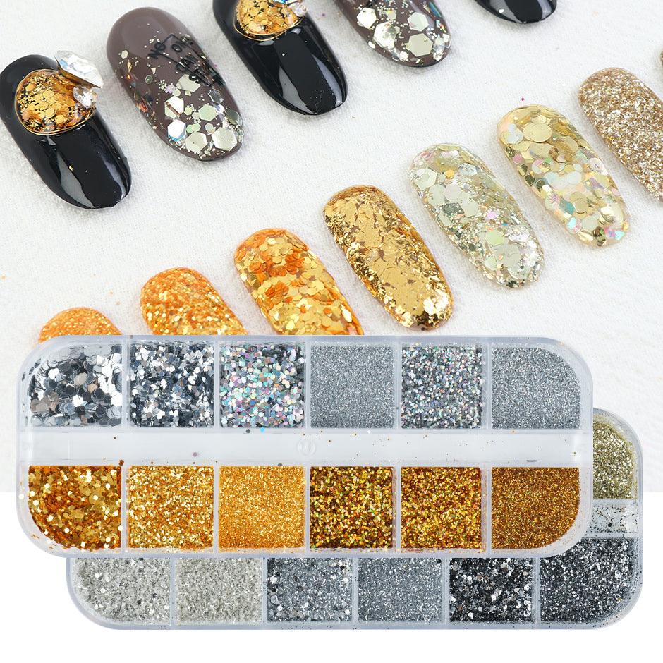 Nail Gold And Silver Glitter Laser Sequins - Nioor