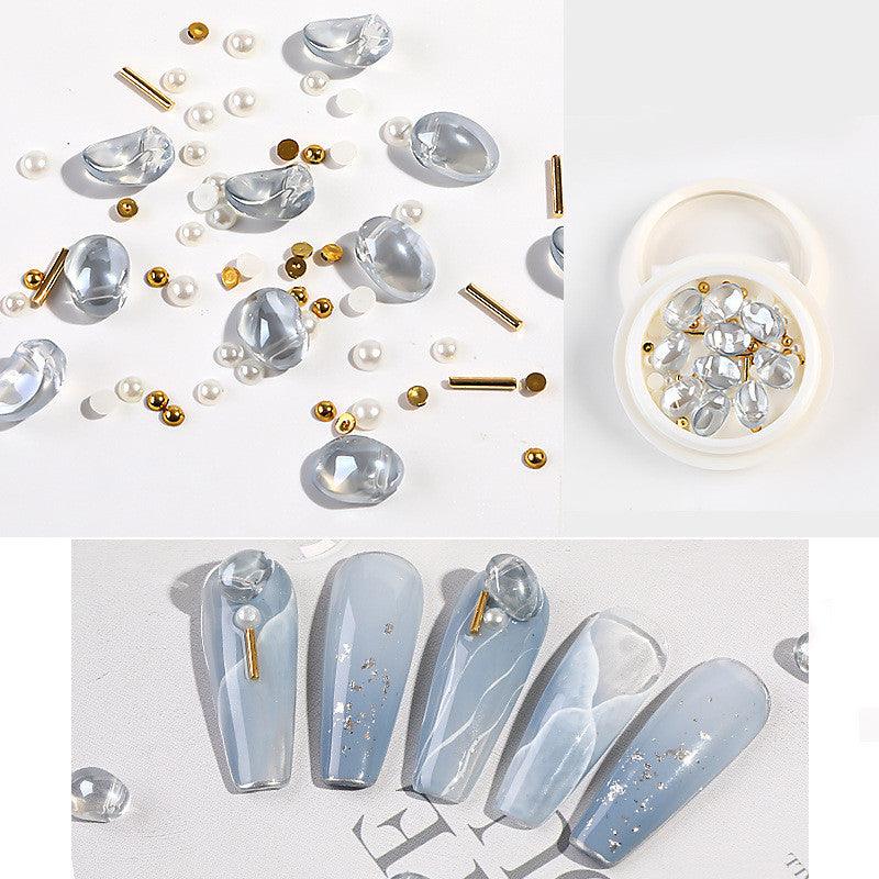 Nail Jewelry Mixed Crystal Pearl Steel Ball Rivet Mixed Shell Stone Jewelry - Nioor