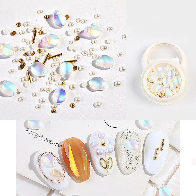 Nail Jewelry Mixed Crystal Pearl Steel Ball Rivet Mixed Shell Stone Jewelry - Nioor