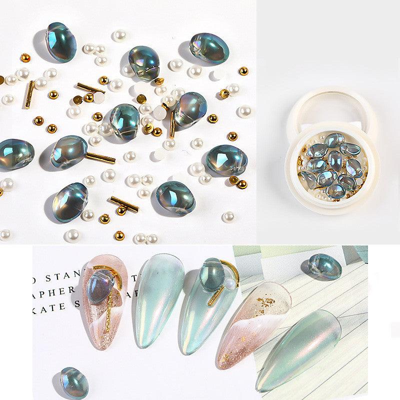 Nail Jewelry Mixed Crystal Pearl Steel Ball Rivet Mixed Shell Stone Jewelry - Nioor