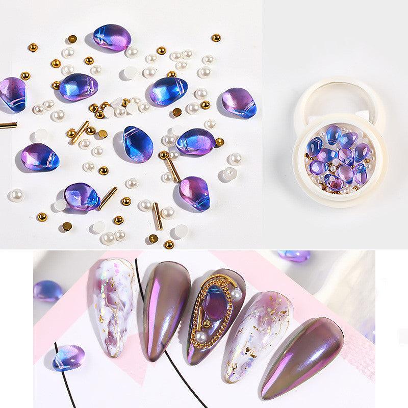 Nail Jewelry Mixed Crystal Pearl Steel Ball Rivet Mixed Shell Stone Jewelry - Nioor