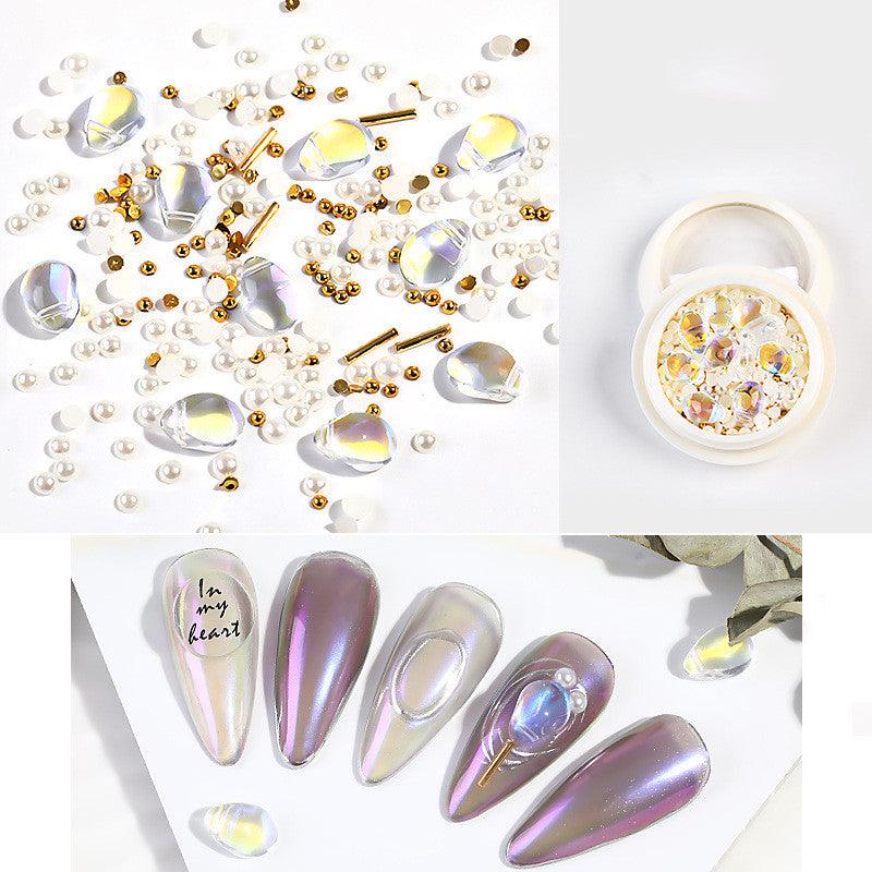 Nail Jewelry Mixed Crystal Pearl Steel Ball Rivet Mixed Shell Stone Jewelry - Nioor