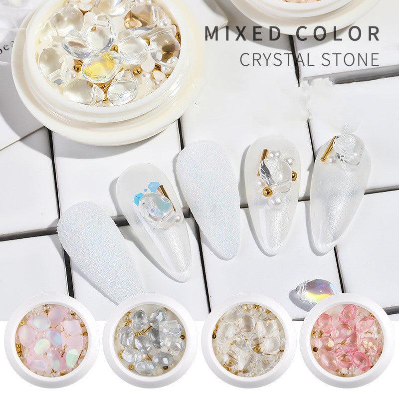 Nail Jewelry Mixed Crystal Pearl Steel Ball Rivet Mixed Shell Stone Jewelry - Nioor