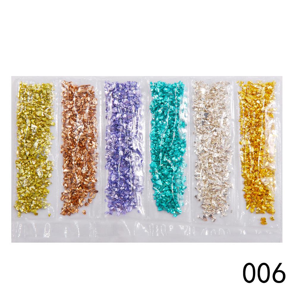 Nail Supplies, Diamond Glass Fragments, Gold And Silver Broken Glass Nails - Nioor